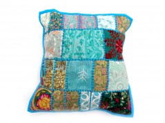 Jaipuri Patch Work Design Cotton Cushion Covers in Blue Color Size 17x17 Inch